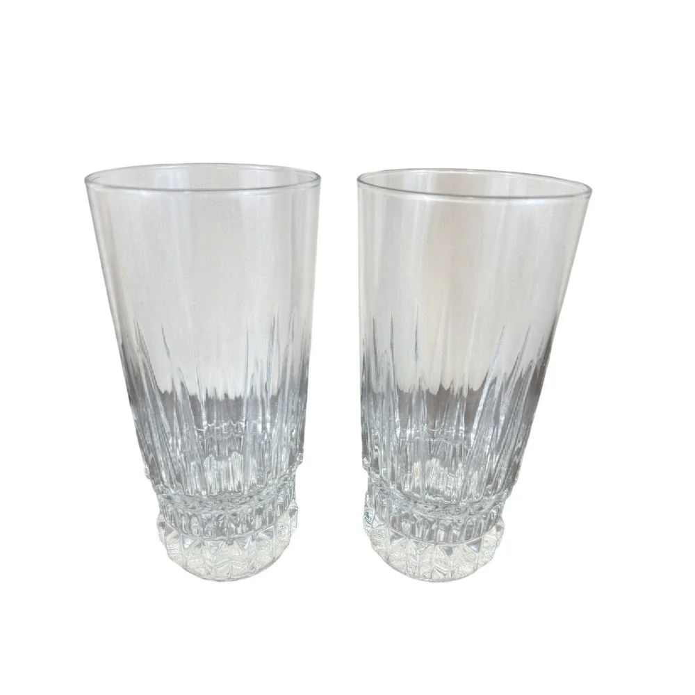 VTG Set of TWO Fostoria Heritage Clear Highball Glasses 6.5